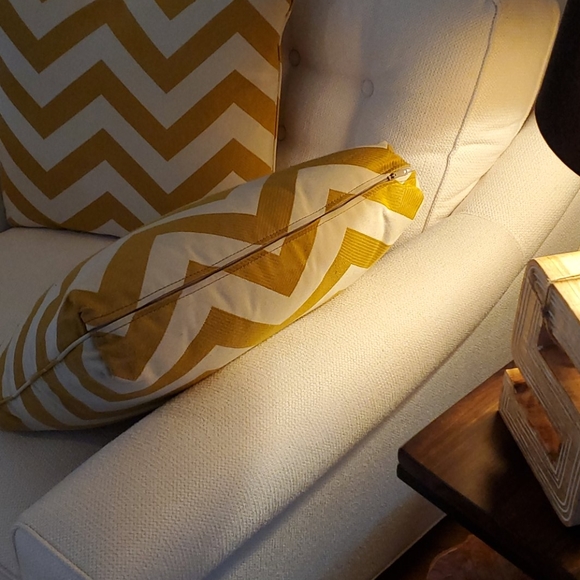 Chevron Mustard Yellow 2 Accent pillows - Picture 4 of 6